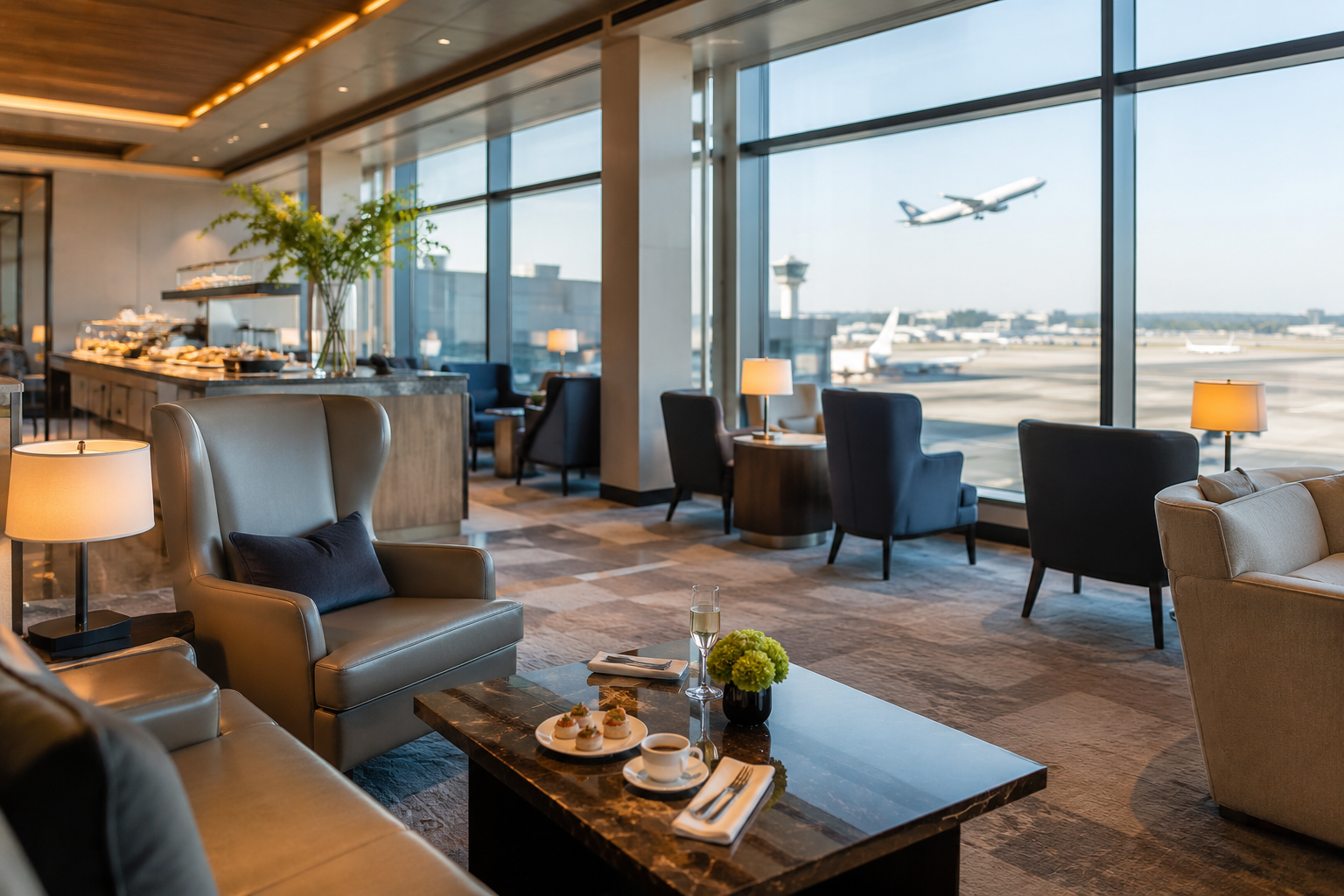 Premium business class airport lounge